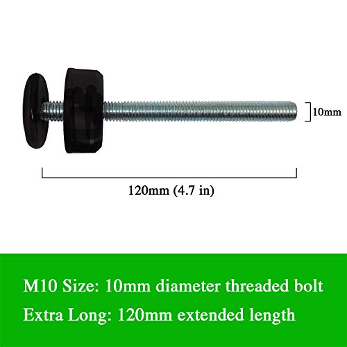 Baby Gate Guru Varillas de Husillo Extra Largas M10 (10mm) para Barreras de Seguridad para Bebés y Mascotas Montadas a Presión - Paquete de 4 Reemplazos (10mm, Negro)