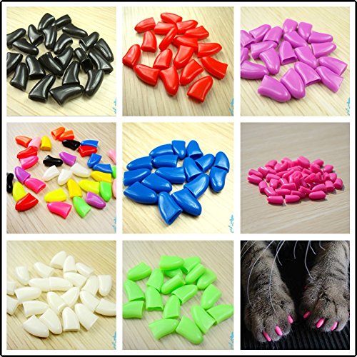 BaconiXfF - 20 Unidades de Tapas de Silicona para Mascotas, Gatos, Garras de Control de uñas, Patas de Gato, Mascotas con Pegamento, Garras de Control, tamaño S