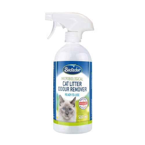 Bactador Desodorante En Spray para Gatos 500ml - Limpiador Enzimático Microbiológico - Neutralizador De Olores para La Arena del Gato -contra La Orina De Gato Y Los Olores De Animales