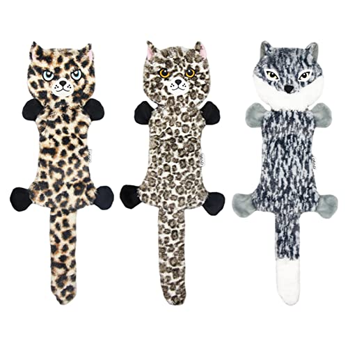 Bagalqio Juguetes para Perros chillones - Juguetes para Perros de Felpa sin Relleno | Juguete Interactivo Duradero para Mascotas para Perros medianos y Grandes, Leopardo calicó y Zorro