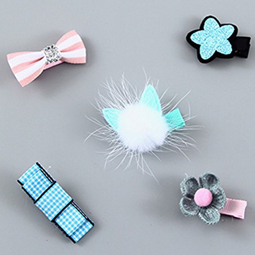 Bai You Mei Precioso clip de pelo de cocodrilo para mascotas, accesorios para el pelo, corona de flores, 5 unidades, color azul