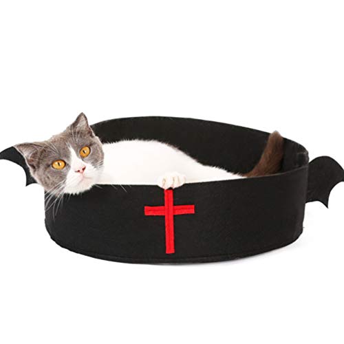 Balacoo 1Pc Cama para Mascotas Murciélago de Halloween Tela de Fieltro Suave Cruz Roja Suministros para Mascotas Casa de Mascotas Cojín Cama para Dormir para Gatito Gato
