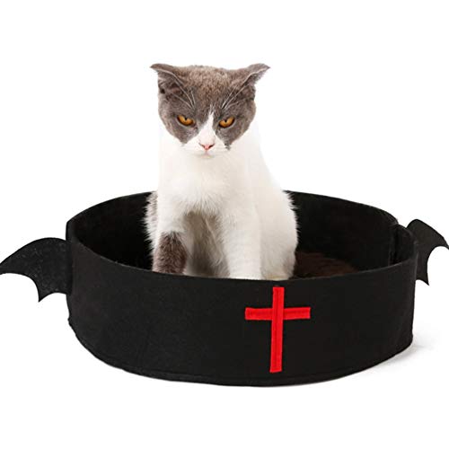 Balacoo 1Pc Cama para Mascotas Murciélago de Halloween Tela de Fieltro Suave Cruz Roja Suministros para Mascotas Casa de Mascotas Cojín Cama para Dormir para Gatito Gato