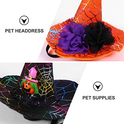 Balacoo 2Pcs Halloween Pet Bruja Sombreros Mascota Halloween Cosplay Sombreros Accesorios de Disfraz de Bruja para Mascota Gato Perro Halloween Vestir Festival Decoración (Negro Naranja)