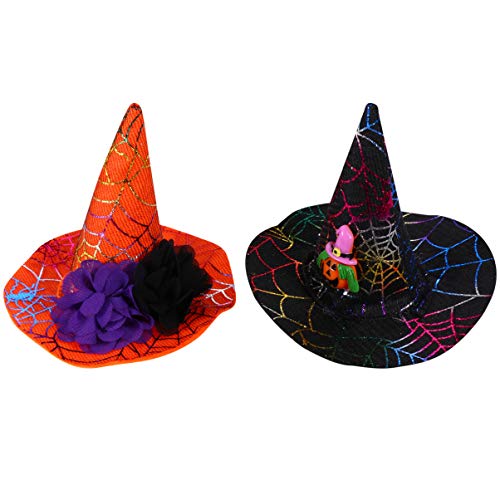 Balacoo 2Pcs Halloween Pet Bruja Sombreros Mascota Halloween Cosplay Sombreros Accesorios de Disfraz de Bruja para Mascota Gato Perro Halloween Vestir Festival Decoración (Negro Naranja)