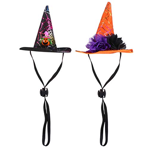 Balacoo 2Pcs Halloween Pet Bruja Sombreros Mascota Halloween Cosplay Sombreros Accesorios de Disfraz de Bruja para Mascota Gato Perro Halloween Vestir Festival Decoración (Negro Naranja)