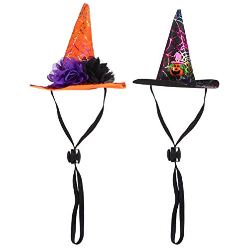 Balacoo 2Pcs Halloween Pet Bruja Sombreros Mascota Halloween Cosplay Sombreros Accesorios de Disfraz de Bruja para Mascota Gato Perro Halloween Vestir Festival Decoración (Negro Naranja)