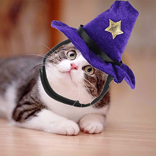 Balacoo 2Pcs Sombreros de Halloween para Mascotas Sombreros de Bruja Púrpura para Mascotas Disfraces de Halloween Accesorios para Mascotas Sombreros para Gato Perro Cachorro