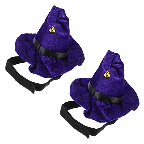 Balacoo 2Pcs Sombreros de Halloween para Mascotas Sombreros de Bruja Púrpura para Mascotas Disfraces de Halloween Accesorios para Mascotas Sombreros para Gato Perro Cachorro