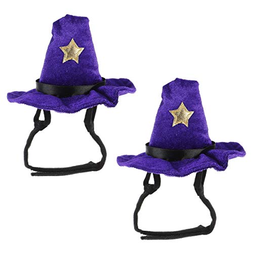 Balacoo 2Pcs Sombreros de Halloween para Mascotas Sombreros de Bruja Púrpura para Mascotas Disfraces de Halloween Accesorios para Mascotas Sombreros para Gato Perro Cachorro