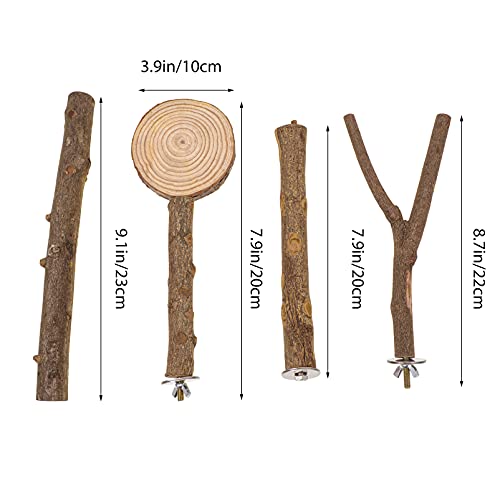 Balacoo 3 Piezas de Madera para Pájaro Percha para Loro Patas para Moler Ramas para Picotear Aves Juguete Jaula para Pájaros Accesorios para Loros Cockatiel Lovebird