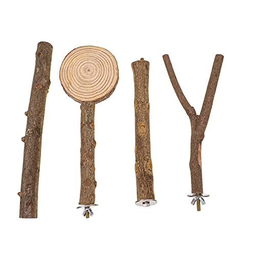 Balacoo 3 Piezas de Madera para Pájaro Percha para Loro Patas para Moler Ramas para Picotear Aves Juguete Jaula para Pájaros Accesorios para Loros Cockatiel Lovebird
