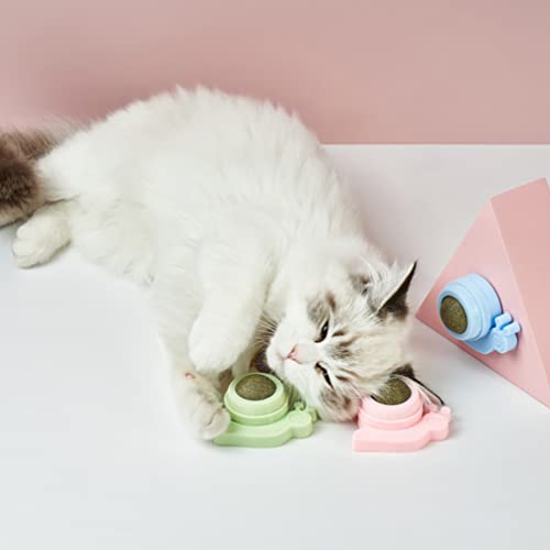 Balacoo 3 Unids Catnip Bolas para Gatos Gatos Girlables Catnip Balls Cat Wall Treats Comestible Licking Ball Cat Snack Gatito Masticar Juguetes Dientes Limpieza Dental Cat Toy Light Green