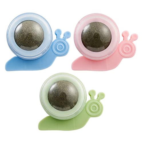 Balacoo 3 Unids Catnip Bolas para Gatos Gatos Girlables Catnip Balls Cat Wall Treats Comestible Licking Ball Cat Snack Gatito Masticar Juguetes Dientes Limpieza Dental Cat Toy Light Green