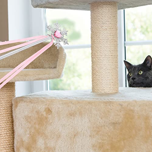 Balacoo 3 UNIDS Teaser Cat Toy Toy Cat Wand Toys Interactive Toys Copo de Nieve Palitos de Hadas para Gatito Gatito Diversión Ejercitador Jugar Pink Purple Amarillo