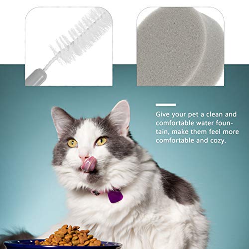 Balacoo 3Pcs Pet Fuente de Agua Kit de Limpieza de Perro Gato Fuente de Agua Cepillos de Limpieza Esponja Mascota Beber Dispensador de Limpieza de