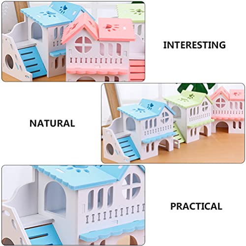 Balacoo Casa de Hámster de Madera Azul Cielo Pequeña Casa de Animales de Madera Choza para Jugar Mastica con Divertida Escalera de Escalada para Animales Pequeños