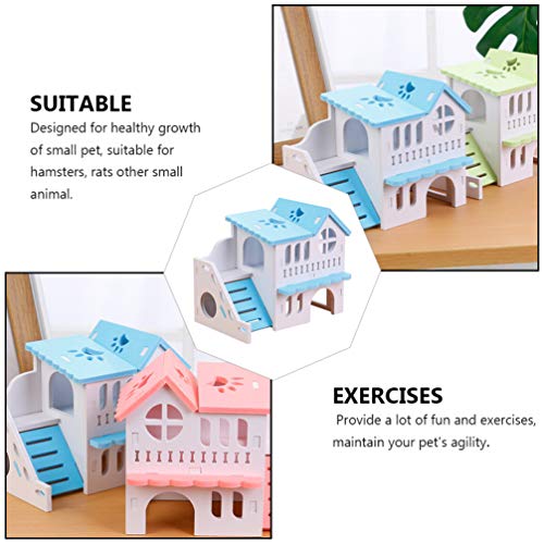 Balacoo Casa de Hámster de Madera Azul Cielo Pequeña Casa de Animales de Madera Choza para Jugar Mastica con Divertida Escalera de Escalada para Animales Pequeños