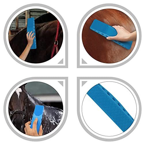 Balacoo Cepillo de Ganado de Caballos Cepillo de Goma Caballo Kit de Aseo Herramienta de Limpieza de Caballos para Ganado Vacuno Fregado Herramienta de Masaje Azul