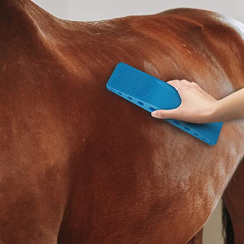 Balacoo Cepillo de Ganado de Caballos Cepillo de Goma Caballo Kit de Aseo Herramienta de Limpieza de Caballos para Ganado Vacuno Fregado Herramienta de Masaje Azul