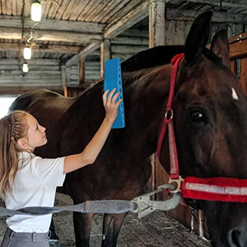 Balacoo Cepillo de Ganado de Caballos Cepillo de Goma Caballo Kit de Aseo Herramienta de Limpieza de Caballos para Ganado Vacuno Fregado Herramienta de Masaje Azul