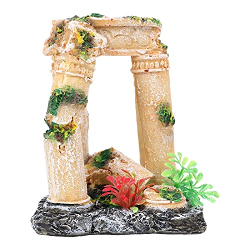 Balacoo Columna Romana Decoraciones del Tanque de Peces Aquarium Cave Fish Hideout Aquarium Ornament Reptil Plataforma Fish Tank Paisaje Adorno Accesorios