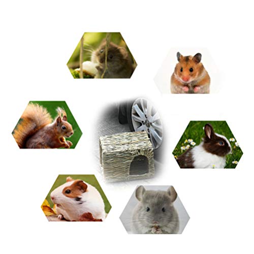Balacoo Conejillo de Indias Casa de Paja Tejida Choza de Paja Ardilla Apilable Escondite Hámster Cabina Juguete para Pequeños Animales Durmiendo Jugando 26X29x37cm