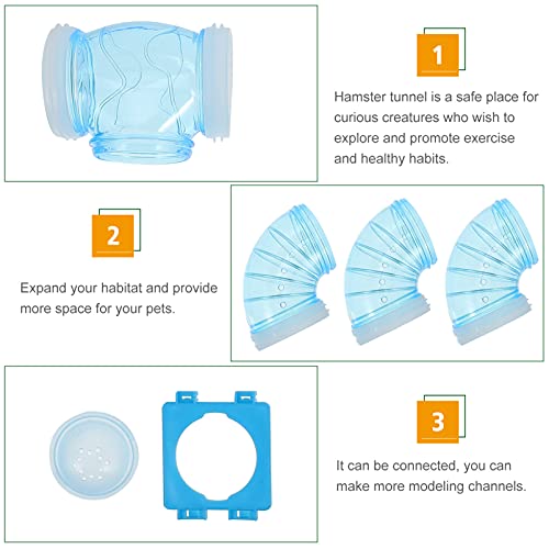Balacoo Conjunto de Conexión de Tubo de Hámster Azul Tubo Curvado Túnel de Jaula para Mascotas DIY Surtido de Jaula para Hámster Túnel de Juguete Divertido para Animales Pequeños Ratón