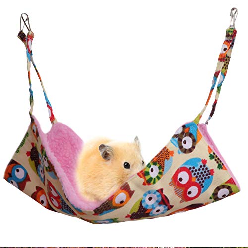 Balacoo Hamaca de Hámster Caliente Reversible Invierno Felpa Guinea Cama Colgante Estera de Cama de Gato Manta de Jaula de Erizo Manta para Animales Pequeños Hurón Ardilla Rata Jugando