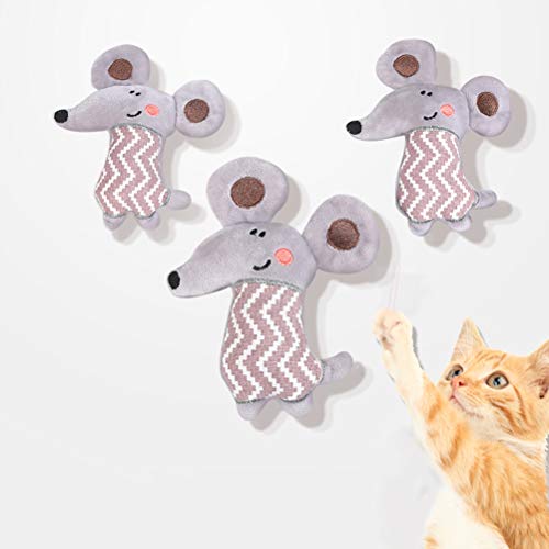 Balacoo Juguetes para gatos y perros, 3 piezas de ratón con orejas grandes, juguete de peluche para gatos y gatos, juguete interactivo para gatos