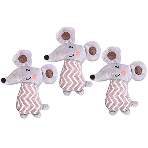Balacoo Juguetes para gatos y perros, 3 piezas de ratón con orejas grandes, juguete de peluche para gatos y gatos, juguete interactivo para gatos
