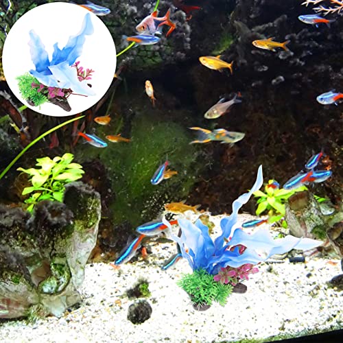 Balacoo Peces Tanque Kelp Plantas de Algas Marinas: Adorno de Acuario Decoración Artificial Peces Tanque Paisaje Cueva Hierba Acuario Paisajismo Decoraciones Azul