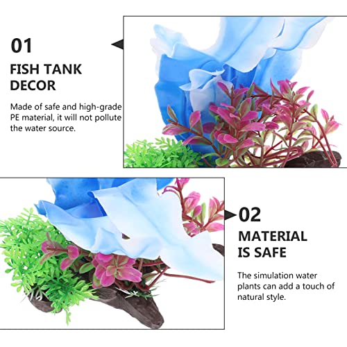 Balacoo Peces Tanque Kelp Plantas de Algas Marinas: Adorno de Acuario Decoración Artificial Peces Tanque Paisaje Cueva Hierba Acuario Paisajismo Decoraciones Azul
