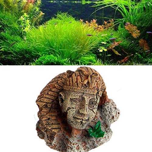 BALLYE Estatua de Pilar de Cara de Estilo Romano Egipcio Antiguo de Resina Artificial Decoraciones de Acuario Adorno de pecera