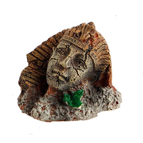 BALLYE Estatua de Pilar de Cara de Estilo Romano Egipcio Antiguo de Resina Artificial Decoraciones de Acuario Adorno de pecera