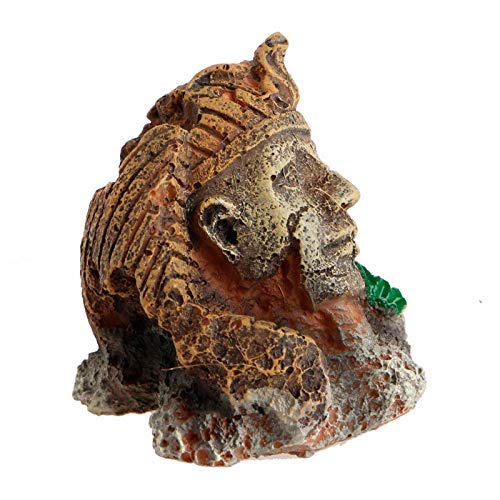 BALLYE Estatua de Pilar de Cara de Estilo Romano Egipcio Antiguo de Resina Artificial Decoraciones de Acuario Adorno de pecera