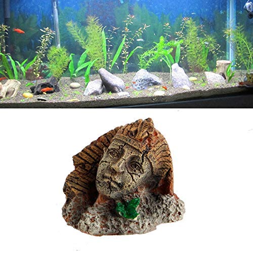 BALLYE Estatua de Pilar de Cara de Estilo Romano Egipcio Antiguo de Resina Artificial Decoraciones de Acuario Adorno de pecera