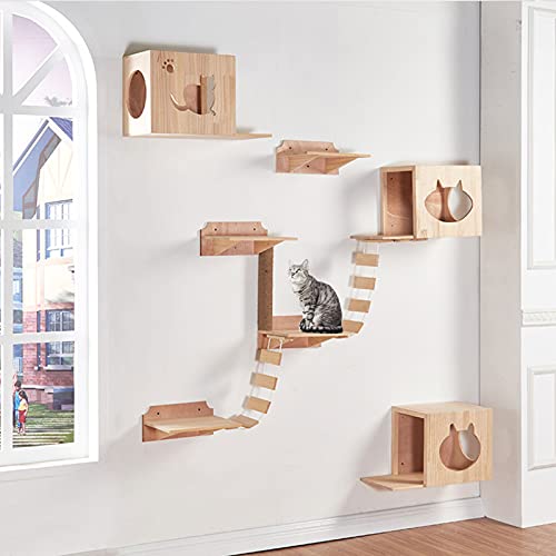 Banane - Marco de escalada para gatos, escalada de puente colgante para gato, hamaca para animales de compañía, marco de escalada natural, marco de escalada para gato de madera maciza