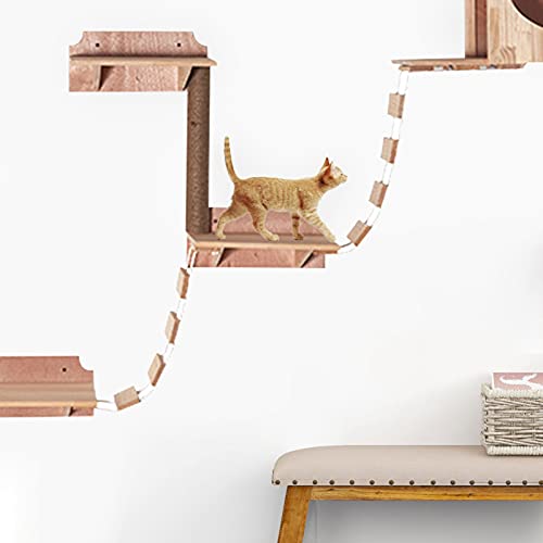 Banane - Marco de escalada para gatos, escalada de puente colgante para gato, hamaca para animales de compañía, marco de escalada natural, marco de escalada para gato de madera maciza