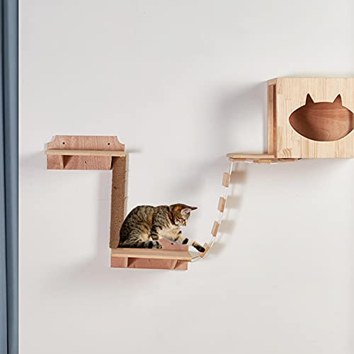 Banane - Marco de escalada para gatos, escalada de puente colgante para gato, hamaca para animales de compañía, marco de escalada natural, marco de escalada para gato de madera maciza