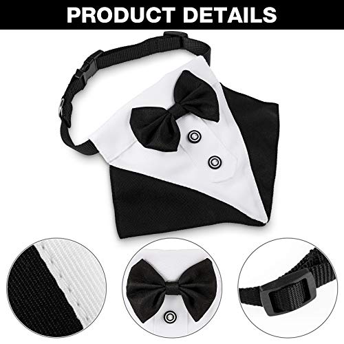 Bandana de Esmoquin Formal de Perro Bandana de Boda de Perros Collar de Perro con Diseños de Pajarita y Corbata Collar Negro Ajustable Pajarita de Esmoquin Formal de Perro (Negro)
