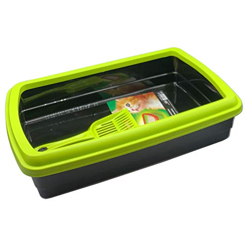 Bandeja con Marco Colorido para Gatos 47 x 31 x 11 cm, Productos para Mascotas, Arena y Limpieza del hogar, arenero de Gato (Marco Verde)