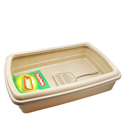 Bandeja para Gatos,Productos para Mascotas, Arena y Limpieza del hogar, arenero de Gato con Pala 47x31 x11cm (Marfil)