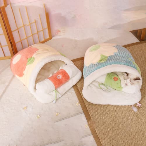 bangyao Cama para gatos para interior cálido saco de dormir cueva invierno extraíble casa de mascotas perros nido cojín con almohada