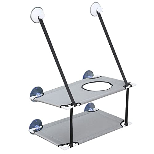 Baobiutin Hamaca de Gato, Hamaca de la Ventana Cama de Gato, Hamaca de Gato Doble Capa para Tomar el Sol Gris
