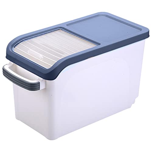 Baoblaze Contenedor de Almacenamiento de arroz, Contenedor de Comida para Gatos Cubo de harina, Cubo de Comida para Perros PP, Dispensador Organizador a Prueba - Azul 15KG