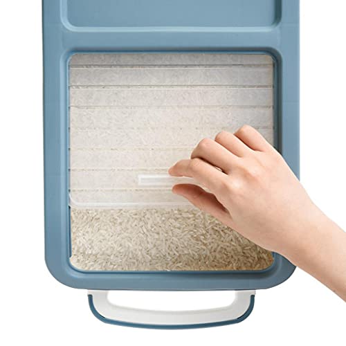 Baoblaze Contenedor de Almacenamiento de arroz, Contenedor de Comida para Gatos Cubo de harina, Cubo de Comida para Perros PP, Dispensador Organizador a Prueba - Azul 15KG