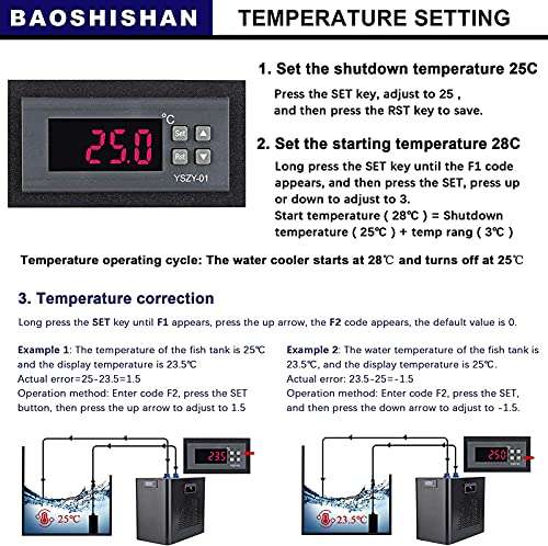 BAOSHISHAN 160L Acuario Enfriador de agua Enfriador Kit de bomba adicional Enfriador de tanque de pescado Equipo de cultivo de mariscos 220V (Unidad de temperatura del agua: ℃)