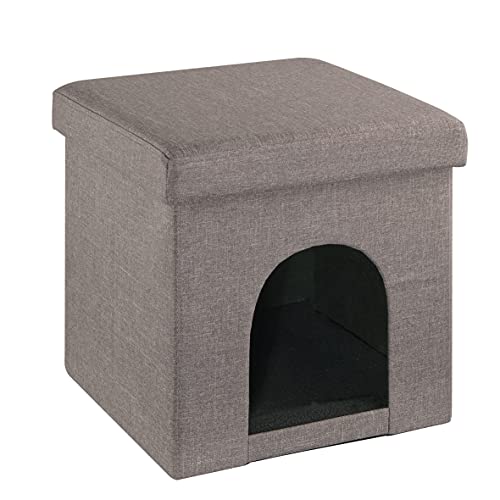 Baroni Home Caseta para perro, cama de gato, puf plegable para perros y gatos, color gris, medidas 38 x 38 x 38 cm