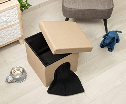 Baroni Home Caseta para perro, cama de gato, puf plegable para perros y gatos, color pardo, medidas 38 x 38 x 38 cm